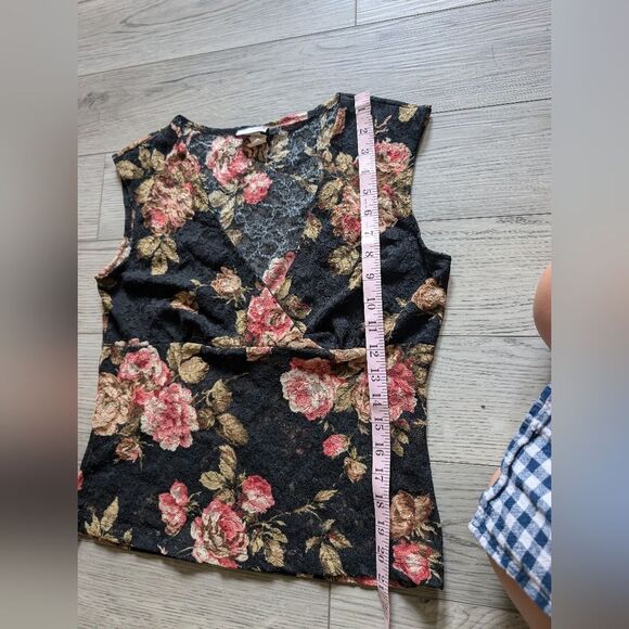 Rave Y2K Lace Vintage Crop Floral Top Size XL - Picture 7 of 7